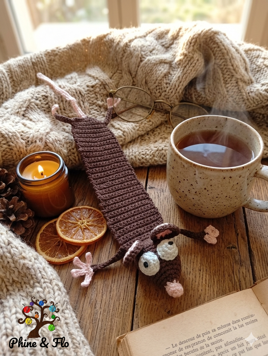Marque-page crochet animal – Rat ou Gecko fait main en coton Oeko-Tex – Image 3