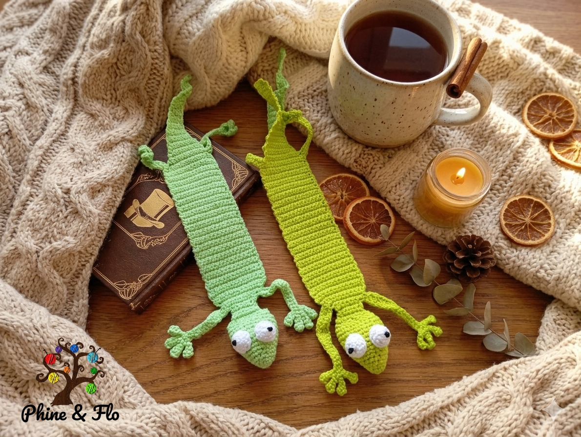 Marque-page crochet animal – Rat ou Gecko fait main en coton Oeko-Tex – Image 5
